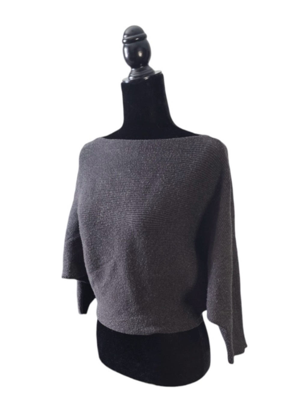 Zara Charcoal Off-the-Shoulder Knit Sweater